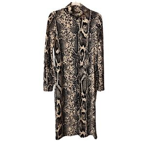 Zara Black and Cream Snake Print Long Sleeve Dress